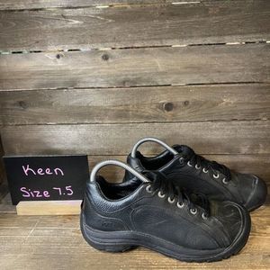 Womens Keen Presidio Black Leather Outdoor Walking Shoes Sneakers Size 7.5 M GUC
